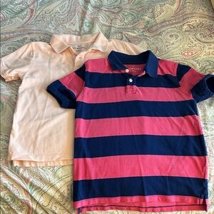 Crewcuts Pink and Navy Striped Polo Duo